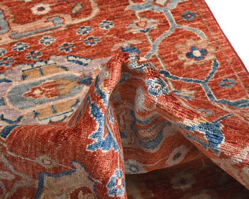 12 Ft Rust Aryana Afghan Hand Knotted Veg Dye Wool Runner Rug